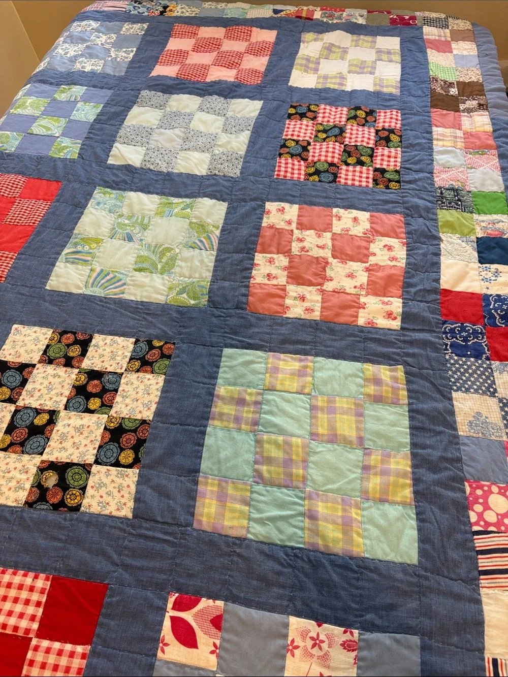 Vintage Hand stitched Patchwork Quilt